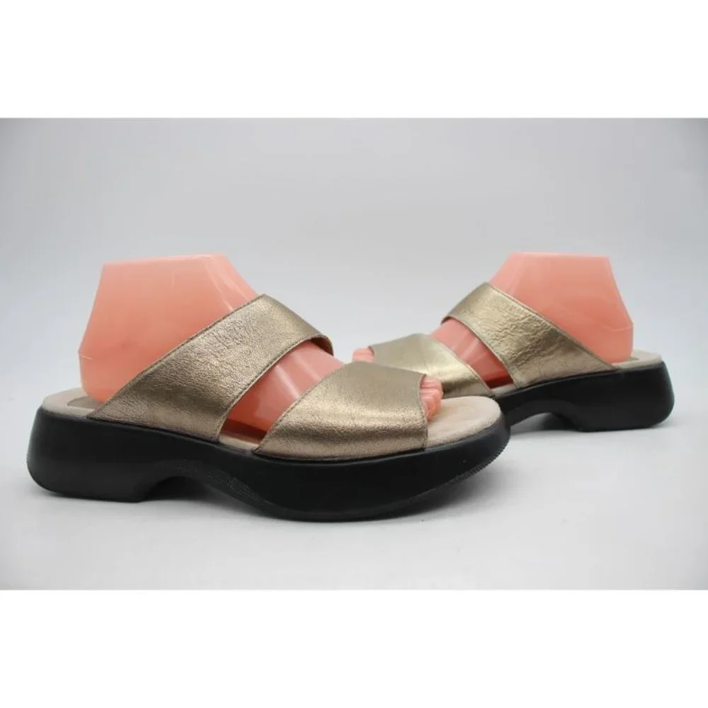 Dansko Lana Nappa Leather Slip-On Slide Women's Size 41 Platform Sandals Pewter